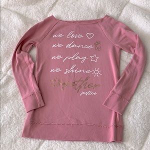 Justice girls pink sweatshirt